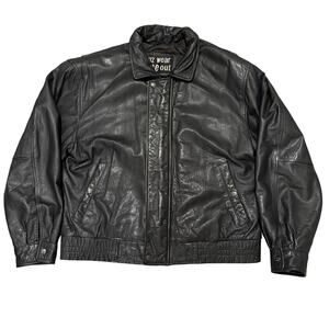 Vintage U2 Wear Me Out Black Leather Bomber Jacket Men Large Biker Grunge 90s